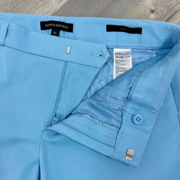 Banana Republic Lace Up Ankle Sloan Crop Pants Sky Blue 8 Long - Picture 8 of 15